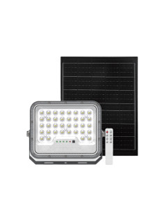 PROJETOR LED SOLAR 100W 1400LM IP65 3CCT C/COMANDO CINZA 3.2V