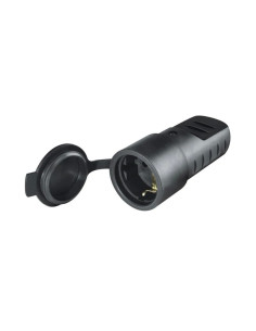 FICHA DUPLA FEMEA BORRACHA C/TAMPA PRETO 230VAC 16A IP44