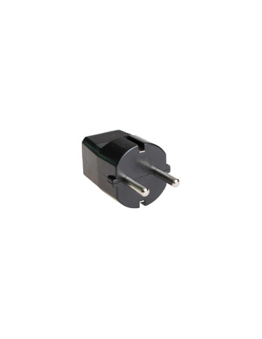 Ficha macho tipo Schuko direita 10A Preta
