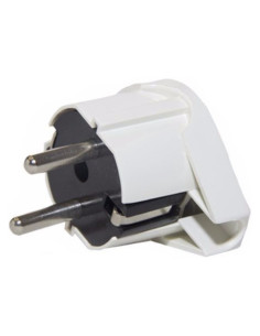 FICHA MACHO SCHUKO 250V 16A SAIDA LATERAL BRANCA
