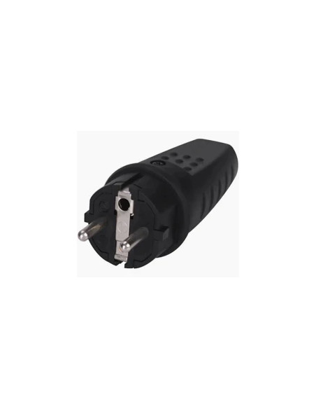 FICHA MACHO BORRACHA SCHUKO 250V 16A IP44 PRETA