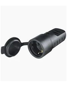 FICHA FEMEA BORRACHA SCHUKO 250V 16A C/ TAMPA IP44 PRETA