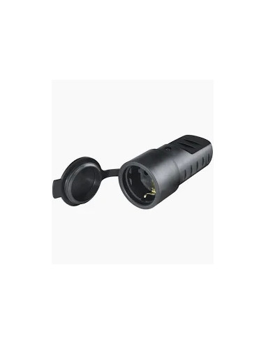 FICHA FEMEA BORRACHA SCHUKO 250V 16A C/ TAMPA IP44 PRETA