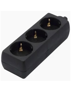 BLOCO TRIPLO COM TERRA SEM CABO 16A 250V PRETO - 1603PT