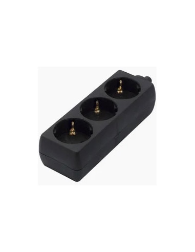 BLOCO TRIPLO COM TERRA SEM CABO 16A 250V PRETO - 1603PT