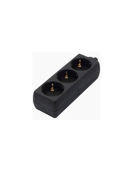 BLOCO TRIPLO COM TERRA SEM CABO 16A 250V PRETO - 1603PT