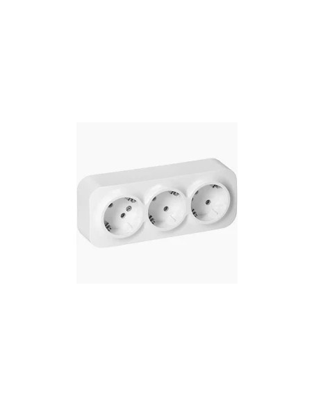 FICHA TRIPLA SCHUKO C/ ALVEOLOS PROTEGIDOS 16A 250V BRANCA - 3133
