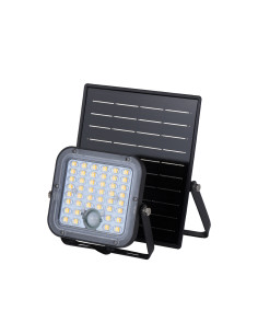 PROJETOR SOLAR LED - ROVER - 10W 2CTT (3000K+4000K) 1500LM C/SENSOR PIR 5 METROS CABO PRETO IP65