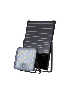 PROJETOR SOLAR LED - ROVER - 60W 2CTT (3000K+4000K) 9600LM C/SENSOR PIR 5 METROS CABO PRETO IP65