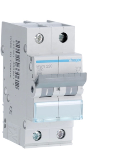 Disjuntor 2P 20A C 3kA 2M