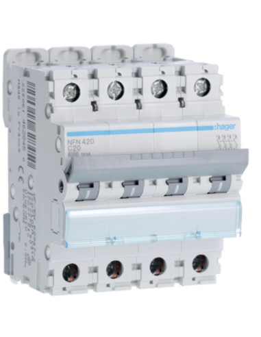 Disjuntor 4P 20A C 6/10kA 4M