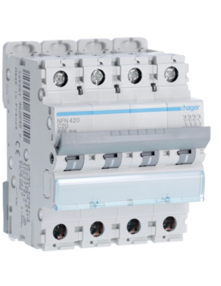 Disjuntor 4P 20A C 6/10kA 4M