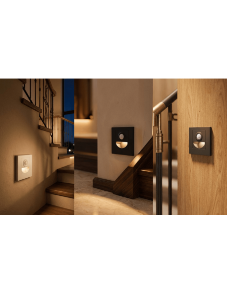 APLIQUE DE PAREDE LED 2W 200LM CCT C/SENSOR 120º IP20 CINZA