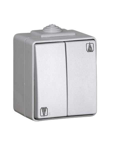 BOTÃO DUPLO DE PERSIANA CINZENTO