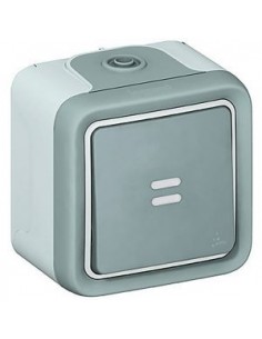 Botao luminoso IP55 Plexo Cinza Legrand