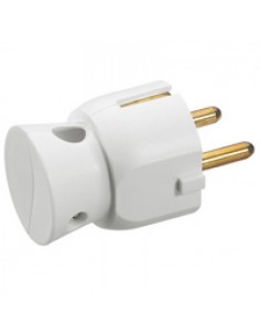 Ficha macho 2P+T - 16 A - Schuko - Saída lateral - branco