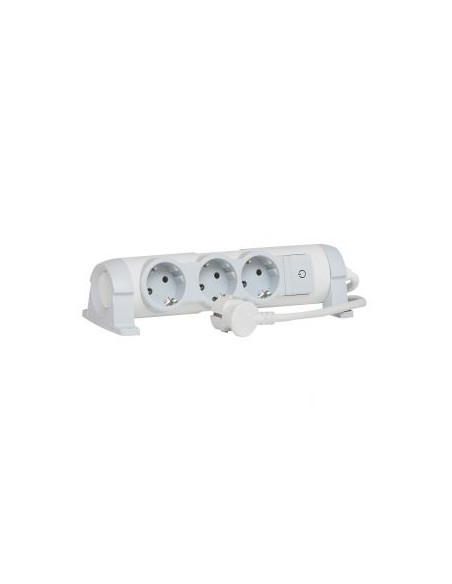 Bloco multitomadas rotativo 3 X 2P+T - cabo 1,5 m - branco/cinzento