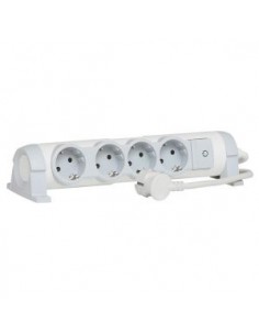 Bloco multitomadas rotativo 4 X 2P+T - cabo 1,5 m - branco/cinzento