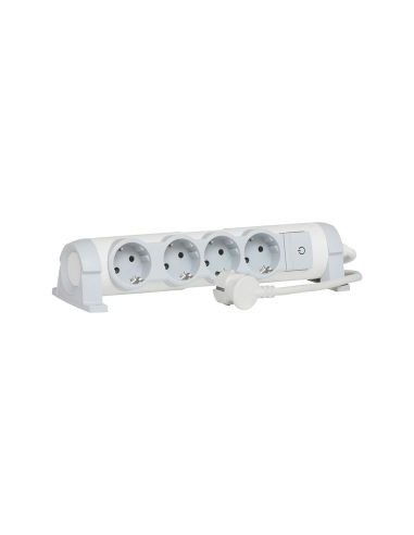 Bloco multitomadas rotativo 4 X 2P+T - cabo 1,5 m - branco/cinzento