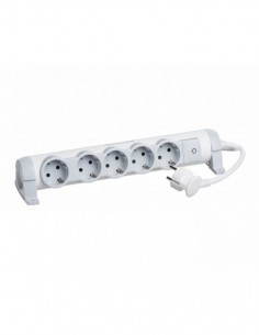 Bloco multitomadas rotativo 5 X 2P+T - cabo 1,5 m - branco/cinzento
