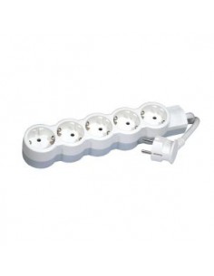 Bloco multitomadas standard 5 X 2P+T - cabo 1,5 m - branco/cinzento