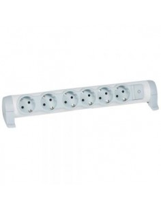Bloco multitomadas rotativo 6 X 2P+T - sem cabo - branco/cinzento