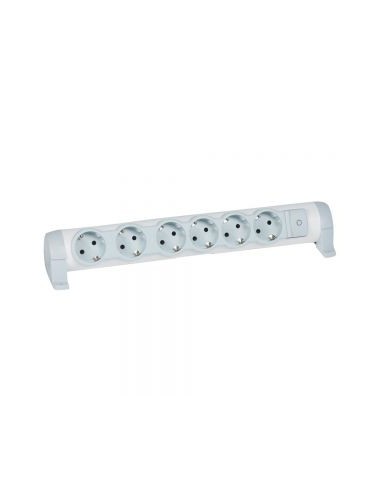 Bloco multitomadas rotativo 6 X 2P+T - sem cabo - branco/cinzento