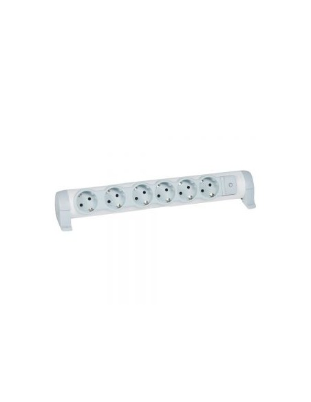 Bloco multitomadas rotativo 6 X 2P+T - sem cabo - branco/cinzento