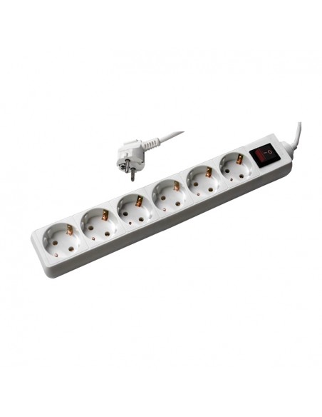 EXTENSÃO 6x2P+T - CABO 1,5MT - C/ INTERRUPTOR - BRANCA