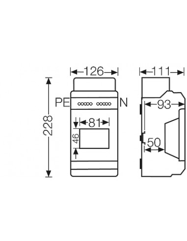 QUADRO SALIENTE ESTANQUE IP54 - 1 FILA 4 MODULOS