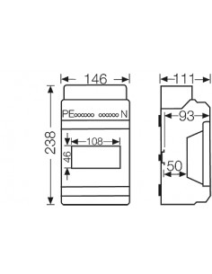 QUADRO SALIENTE ESTANQUE IP54 - 1 FILA 6 MODULOS 2