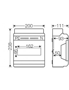 QUADRO SALIENTE ESTANQUE IP54 - 1 FILA 9 MODULOS 2
