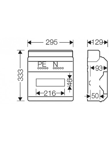 QUADRO SALIENTE ESTANQUE IP54 - 1 FILA 12 MODULOS
