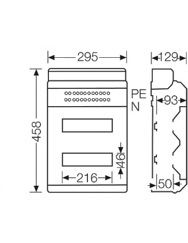 QUADRO SALIENTE ESTANQUE IP54 - 2 FILAS 24 MODULOS