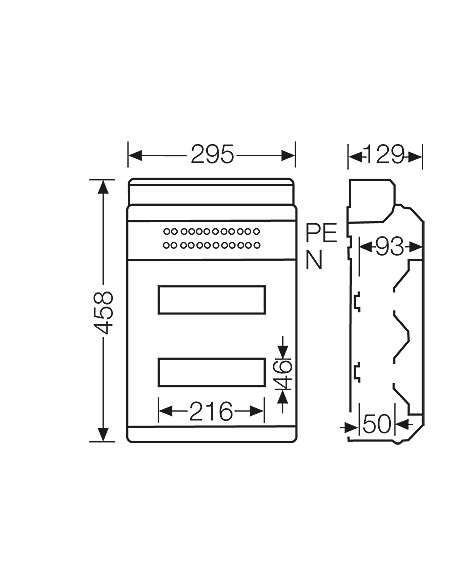 QUADRO SALIENTE ESTANQUE IP54 - 2 FILAS 24 MODULOS