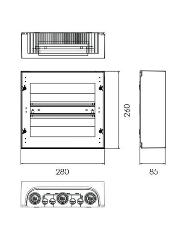QUADRO DE DISTRIBUIÇÃO MONTAGEM SALIENTE 1 FILA 12 MÓDULOS BRANCO