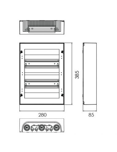 QUADRO DE DISTRIBUIÇÃO MONTAGEM SALIENTE 2 FILAS 24 MÓDULOS BRANCO