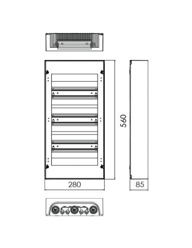 QUADRO DE DISTRIBUIÇÃO MONTAGEM SALIENTE 3 FILAS 36 MÓDULOS BRANCO