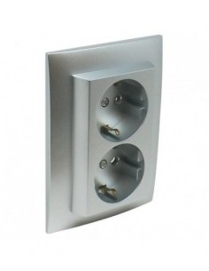 TOMADA DUPLA SCHUKO MONOB C/OBTUR ALUMINA