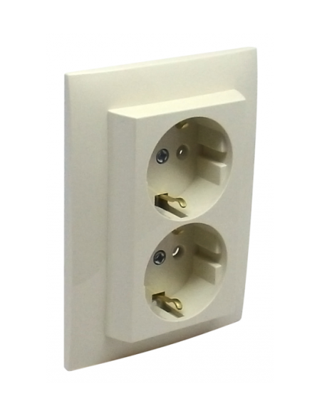TOMADA DUPLA SCHUKO MONOB C/OBTUR MARFIM