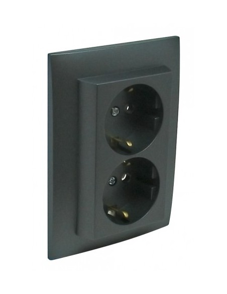 TOMADA DUPLA SCHUKO MONOB C/OBTUR PRETO MATE