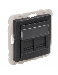 ARO C/MÓDULO DUPLO P/CONETORES RJ45 GRIS