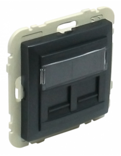 ARO C/MÓDULO DUPLO P/CONETORES RJ45 PRETO MATE