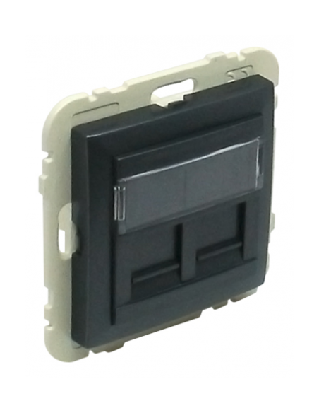 ARO C/MÓDULO DUPLO P/CONETORES RJ45 PRETO MATE