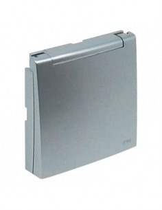 CENTRO SCHUKO C/TAMPA E OBTUR (IP44) ALUMINA