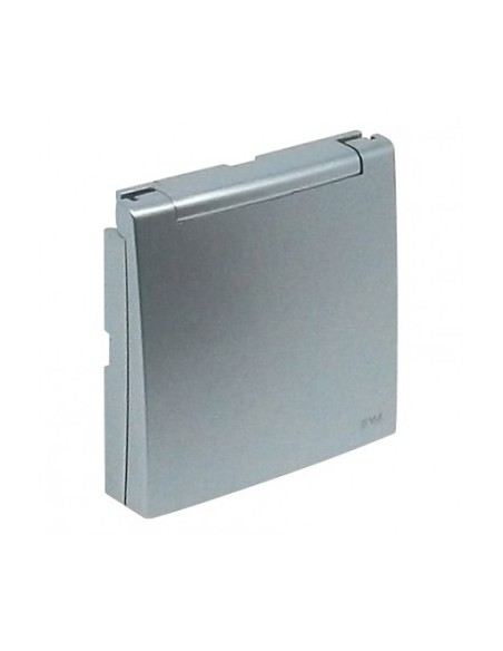 CENTRO SCHUKO C/TAMPA E OBTUR (IP44) ALUMINA