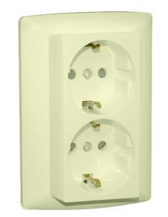 TOMADA DUPLA SCHUKO MONOB C/OBTUR MARFIM