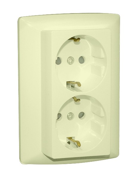 TOMADA DUPLA SCHUKO MONOB C/OBTUR MARFIM