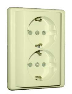 TOMADA DUPLA SCHUKO MONOBLOCO C/OBT MARFIM