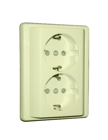 TOMADA DUPLA SCHUKO MONOBLOCO C/OBT MARFIM